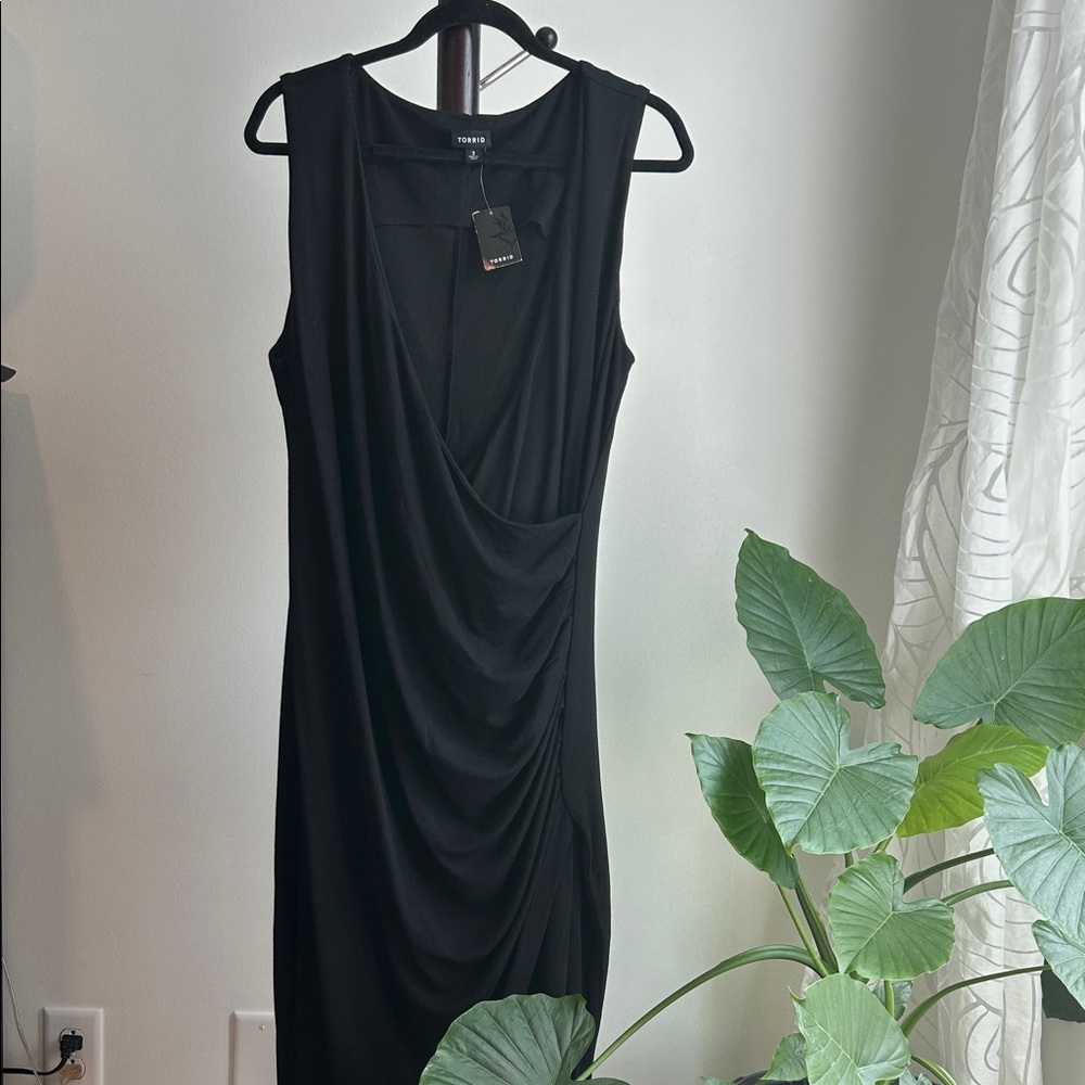 Torrid Black Wrap Draped Dress